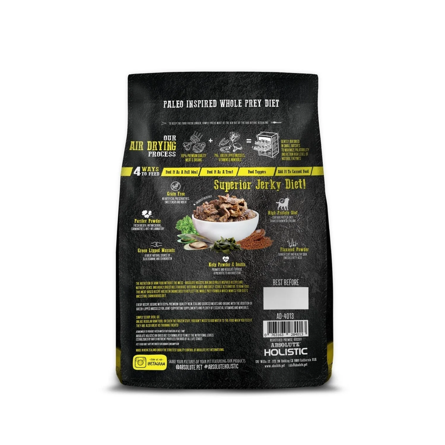 Absolute Holistic Air Dried Dog Food Lamb and Duck 1kg - Image 5