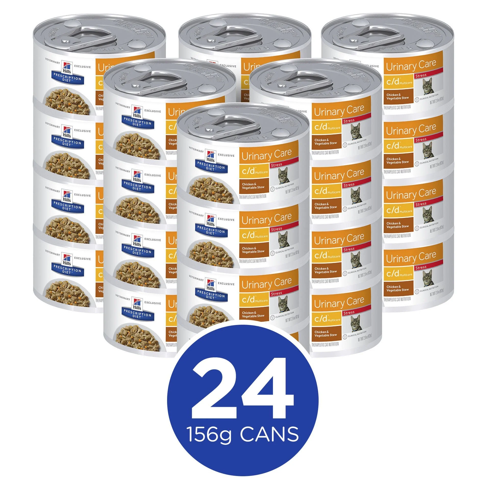 Hills Prescription Diet Cat c/d Multicare Urinary Care Stress Chicken and Vegetable Stew Wet Food 82g x 24 - Image 3