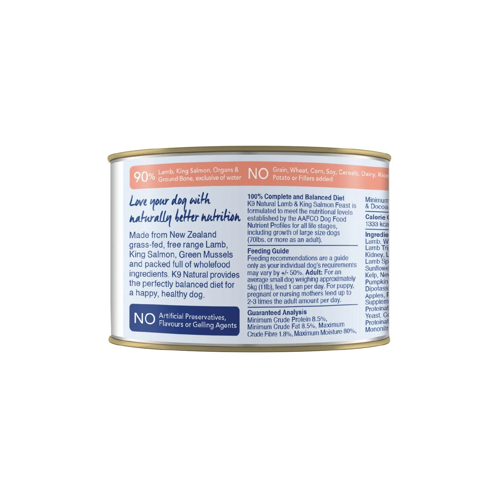 K9 Natural Lamb and King Salmon Feast Wet Dog Food 170g x 12 - Image 3