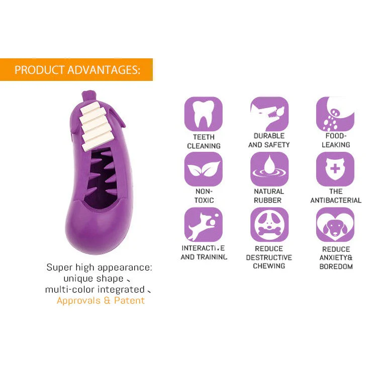 Petopia Tough Stuffed Eggplant Large Rubber Dog Toy - Image 5