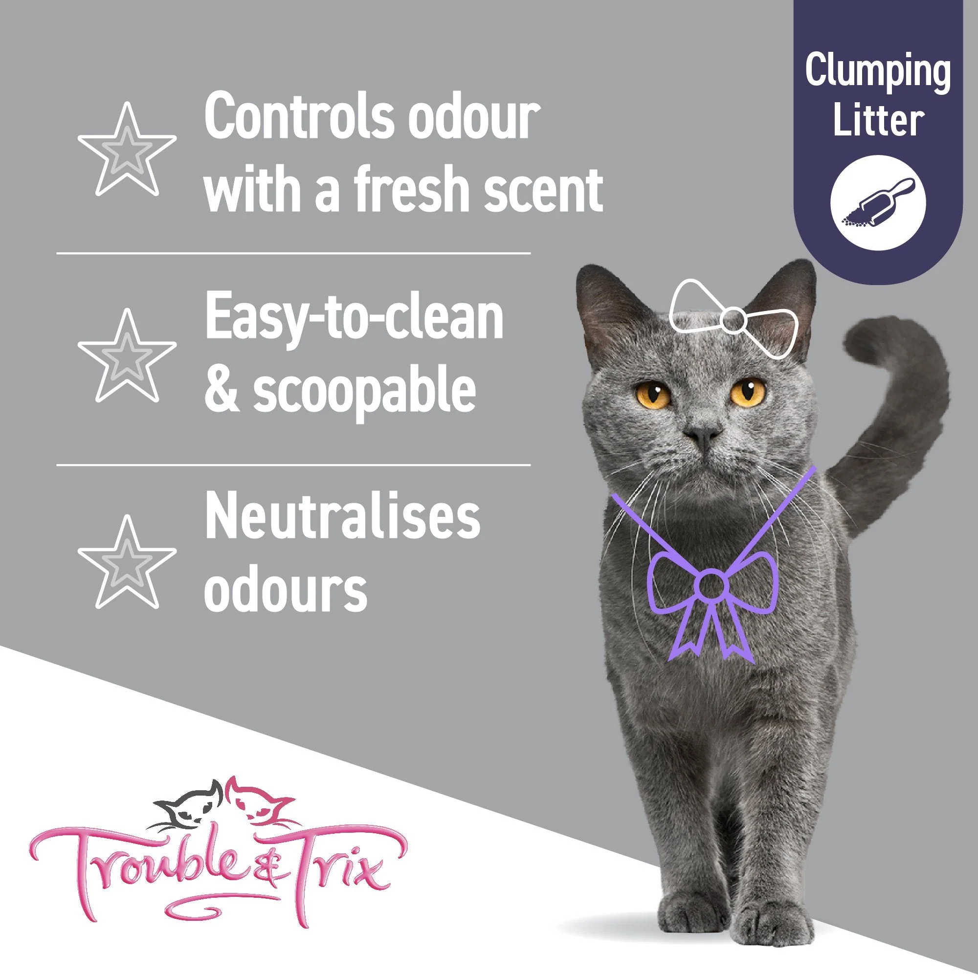 Trouble and Trix Odour Neutralising Baking Soda Clumping Cat Litter 15L/12.8kg - Image 4