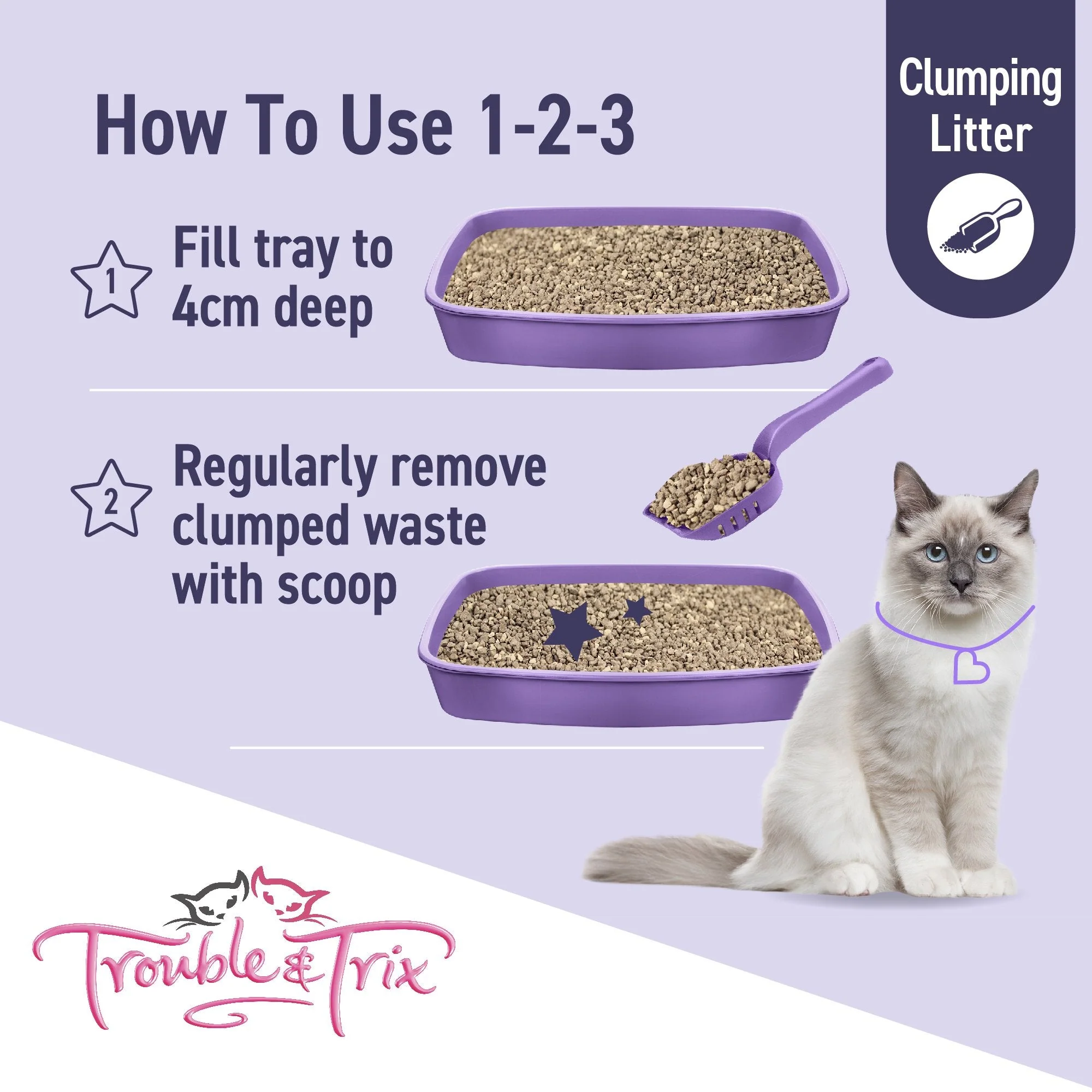 Trouble and Trix Odour Neutralising Baking Soda Clumping Cat Litter 15L/12.8kg - Image 8