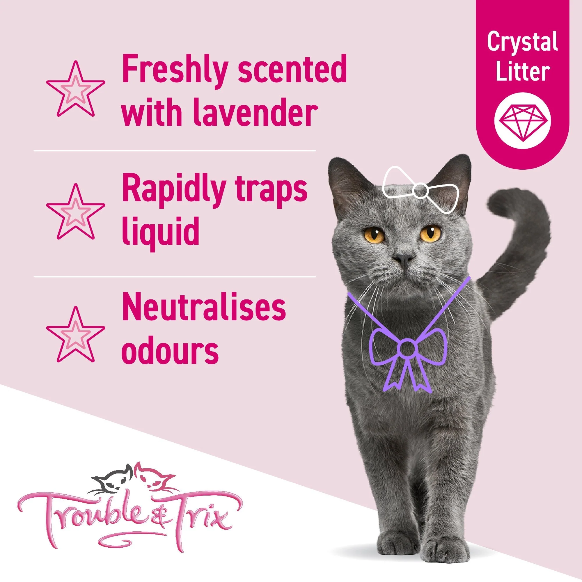 Trouble and Trix Odour Neutralising Lavender Crystal Cat Litter 15L/6.4kg - Image 4