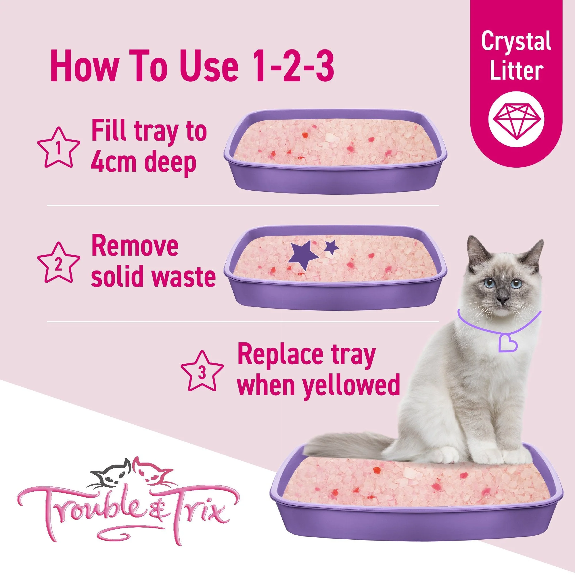 Trouble and Trix Odour Neutralising Lavender Crystal Cat Litter 15L/6.4kg - Image 8